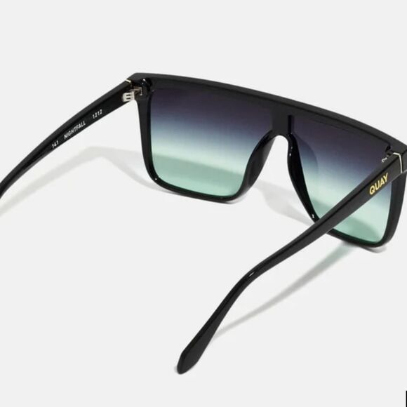 Quay Australia Nightfall 49MM Flat Top Shield Sunglasses- Black/Fade Mint main image 12